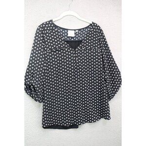 Janet Chung 3/4 Roll Tab Sleeve Blouse-Size 1XL